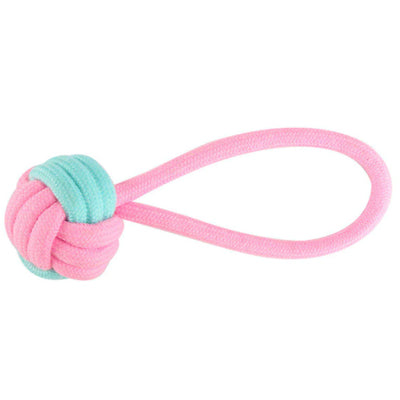 Super Strong Blue and Pink Single Loop Rope Pull and Throw Dog Toy