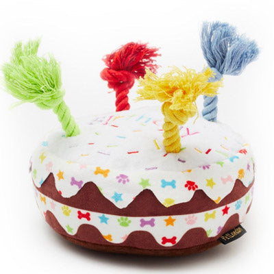 Dog Birthday Cake Toy with Rope Candles