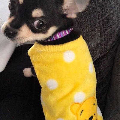 Chihuahua Puppy Fluffy Yellow Vest with Winnie the Pooh 5 Sizes - My Chi and Me