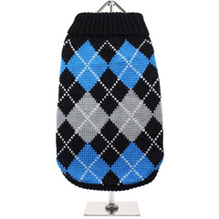 Urban Pup Chihuahua or Small Dog Argyle Jumper Blue and Black