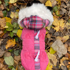 Urban Pup Lady Tartan Pink Coat with Heather and Bracken Tartan Trim