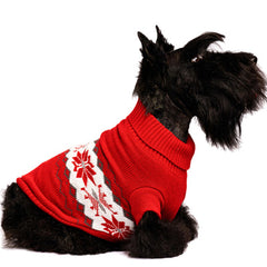Urban Pup Chihuahua or Small Dog Snowflake Christmas Jumper Deep Red