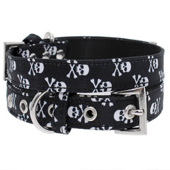 Skull and Crossbones Black and White Dog Collar by Urban Pup