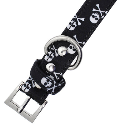 Skull and Crossbones Black and White Dog Collar by Urban Pup