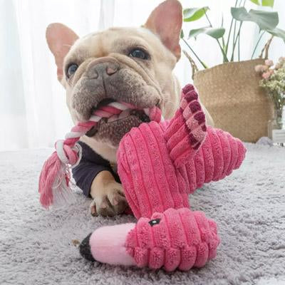 Flamingo Soft Rope Squeaky Toy for Small Dogs