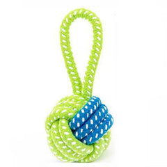 Super Strong Blue and Green Single Loop Rope Pull and Throw Dog Toy