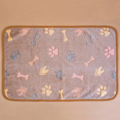 Soft Cosy Fleece Dog Blanket Taupe Paws and Bones