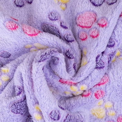 Soft Cosy Fleece Dog Blanket Baby Lilac Coloured Paws