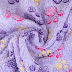 Soft Cosy Fleece Dog Blanket Baby Lilac Coloured Paws