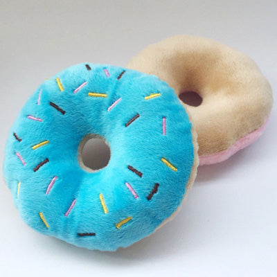 Blue Frosted Donut Chihuahua or Small Dog Plush Toy with Squeaker Chihuahua Clothes and Accessories at My Chi and Me