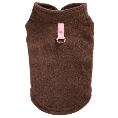 Chihuahua or Small Dog Fleece Jumper with D Rings For Leash Brown Chihuahua Clothes and Accessories at My Chi and Me