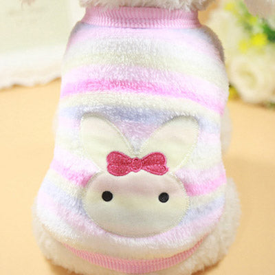 Chihuahua Puppy Fluffy Striped Vest with Bunny Motif 5 Sizes - My Chi and Me