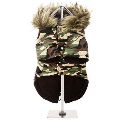 Urban Pup Chihuahua Puppy Chihuahua or Small Dog Green Camouflage Padded Fishtail Parka Style Coat Chihuahua Clothes and Accessories at My Chi and Me