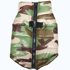 Premium Forest Camouflage Water Resistant Padded Gilet Style Dog Coat Chihuahua Clothes and Accessories at My Chi and Me