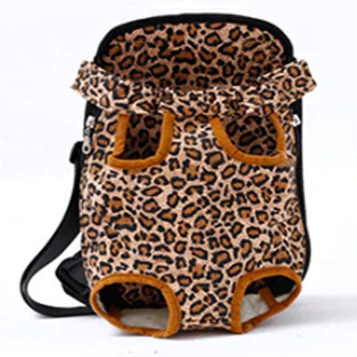 Front Facing Pet Carrier For Puppies And Small Dogs Legs Out Leopard Print Chihuahua Clothes and Accessories at My Chi and Me