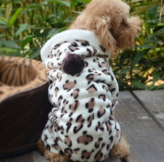 Chihuahua Puppy Fleece Onesie Style Pyjamas With Hood Leopard Print Chihuahua Clothes and Accessories at My Chi and Me