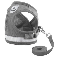 Small Dog Vest Harness and Lead Set Grey Mesh Reflective - My Chi and Me
