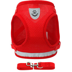 Small Dog Vest Harness and Lead Set Red Mesh Reflective - My Chi and Me