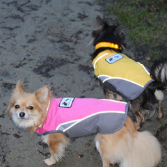 Small Dog Waterproof Reflective Adjustable Velcro Coat Pink and Grey - My Chi and Me