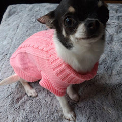 Small Dog Soft Pink Cable Knit Chihuahua Puppy Jumper 5 SIZES Chihuahua Clothes and Accessories at My Chi and Me