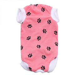 Surgery Suits for Small Dogs Post Surgery Wound Protection Pink Paw Print - My Chi and Me