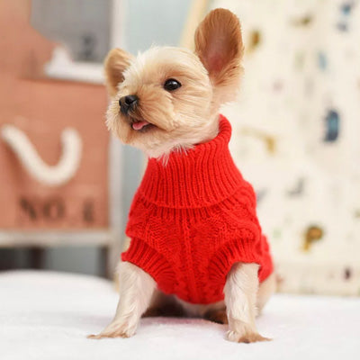 Small Dog Soft Cable Jumper Red 6 Sizes