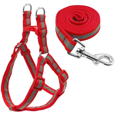 Reflective Chihuahua Harness and Lead Red Strong Webbing - My Chi and Me