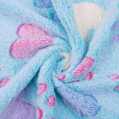 Soft Cosy Fleece Dog Blanket Sea Blue Paws and Hearts