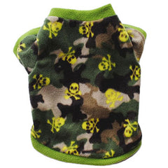 Chihuahua Puppy Fleece Green Camouflage Print with Skulls Chihuahua Clothes and Accessories at My Chi and Me