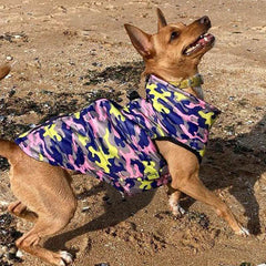 Chihuahua or Small Dog Coat Lime Navy and Pink Camouflage Gilet