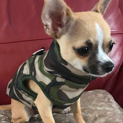 Chihuahua or Small Dog Coat Green Camouflage Gilet - My Chi and Me